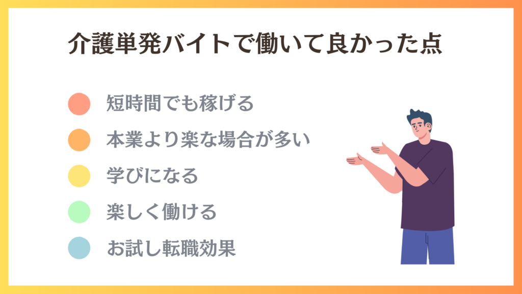 介護単発バイトのデメリット（失敗談と注意点）を箇条書きにしたもの