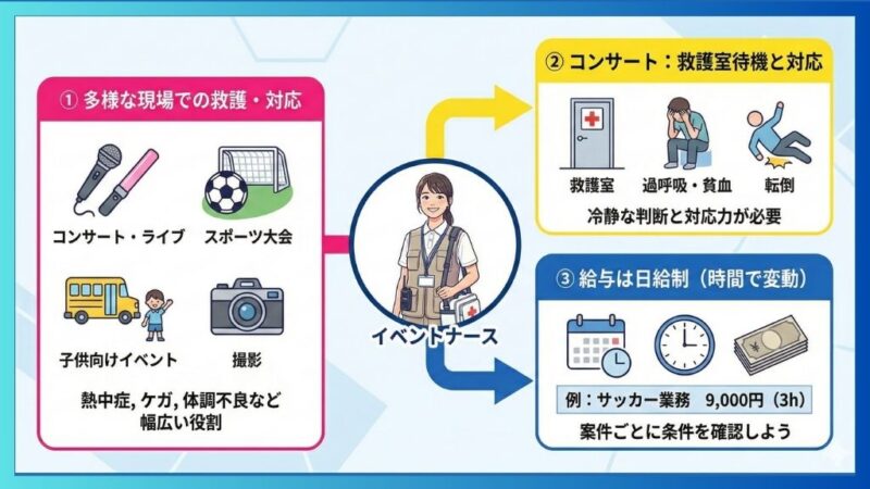 イベントナースの仕事について図解で解説したもの