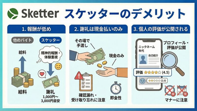 スケッターのデメリット3選を図解でわかりやすくした画像