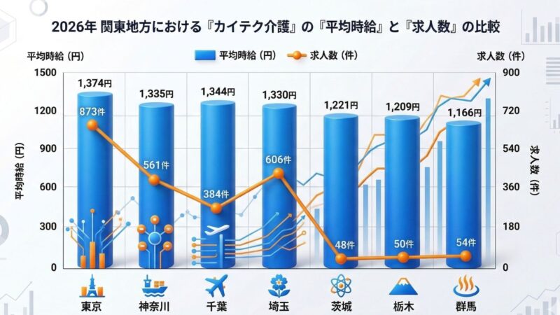 関東地方におけるカイテクの時給をグラフ化した画像