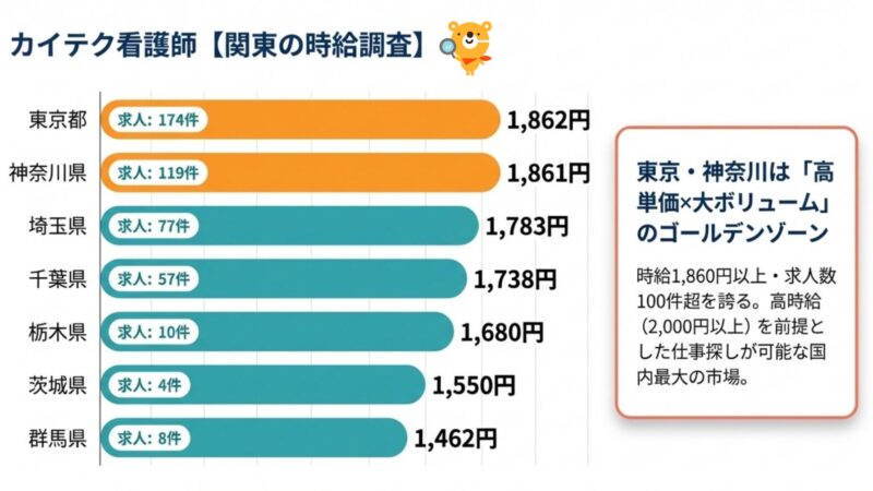 2026年カイテク看護師【関東の時給調査】をグラフ化した画像